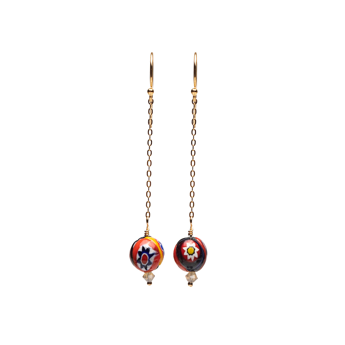 Wanderlust Murano glass dangle earrings on gold chain (Murano)
