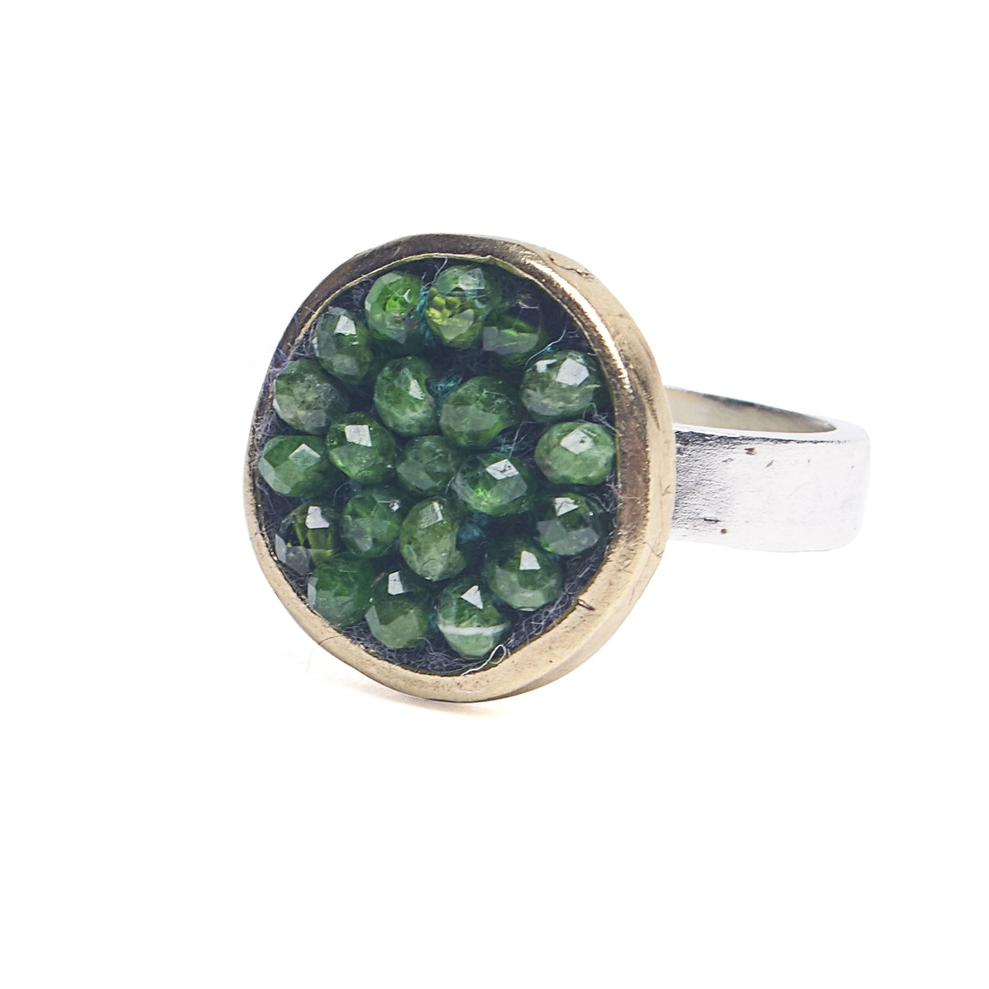 Iconic Chrome Diopside Mosaic Ring