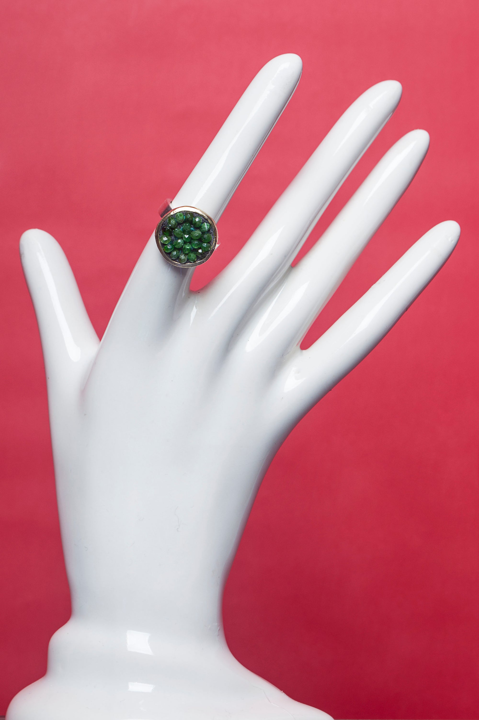 Iconic Chrome Diopside Mosaic Ring