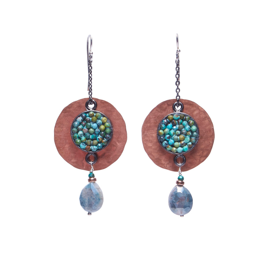 Turquoise Mosaic with Hand Hammered Copper