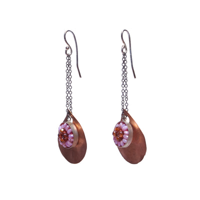 Faceted Garnet and Pink Sapphire Mosaic Earrings