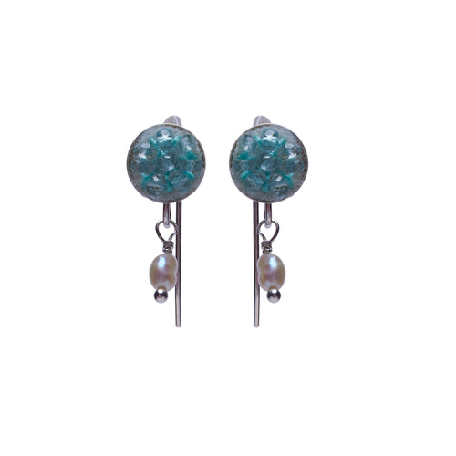 blue mosaic w/pearl earrings