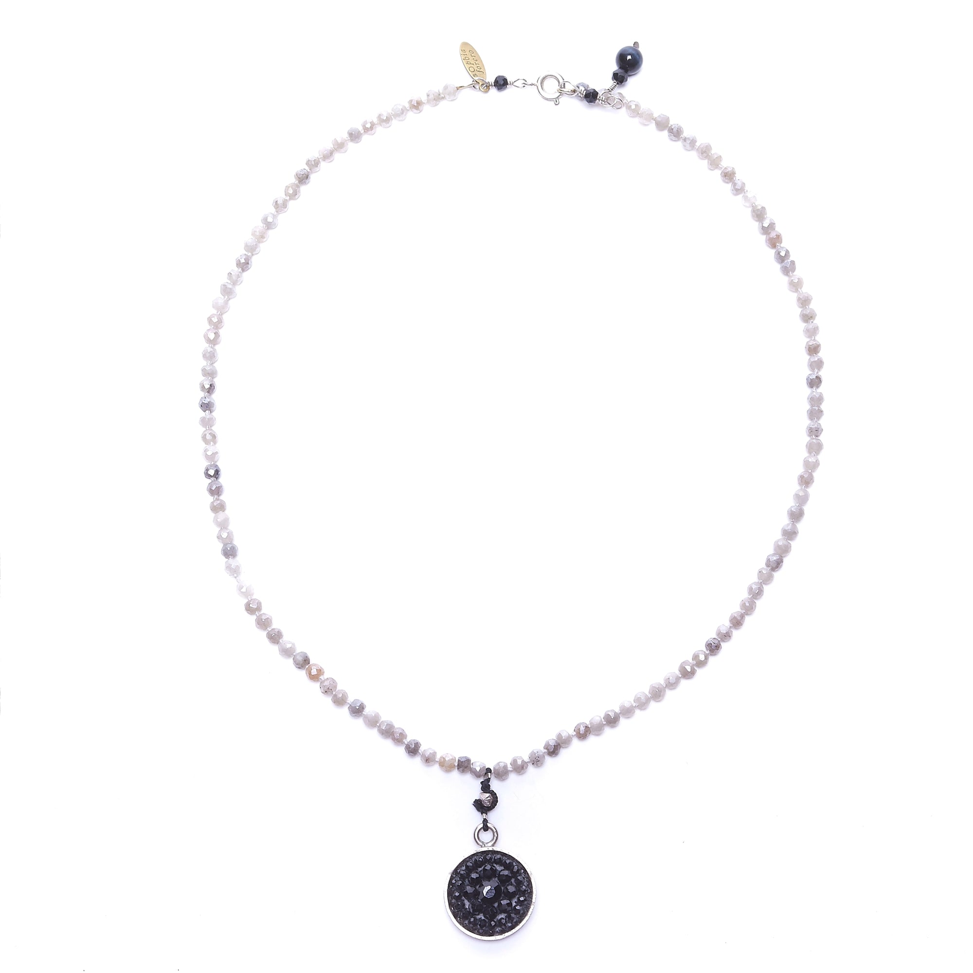 Black Onyx Iconic Necklace with Faceted Labradorite