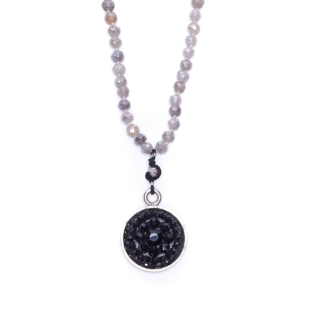 Black Onyx Iconic Necklace with Faceted Labradorite