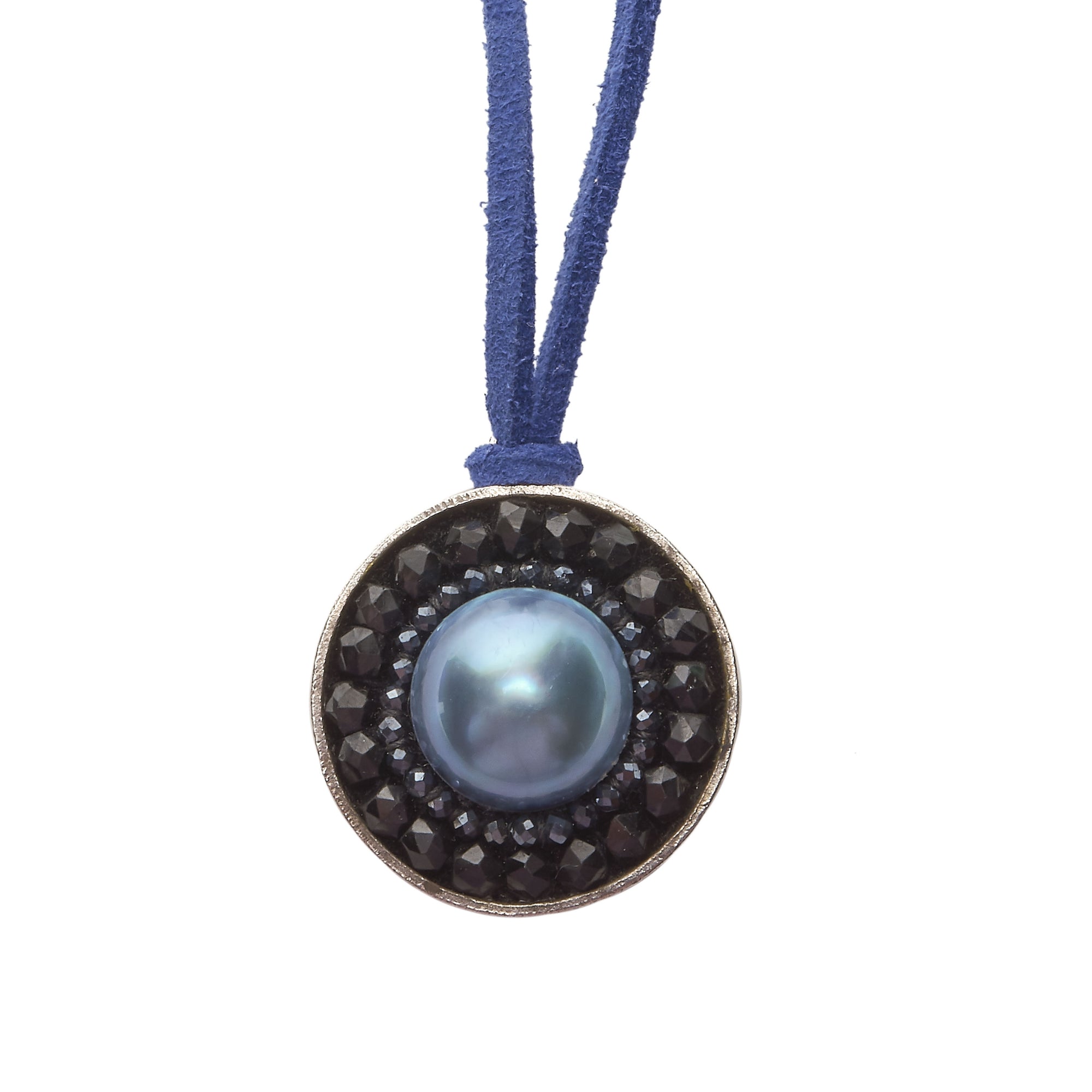 Peacock Mabe Pearl and Black Sapphire Mosaic Necklace