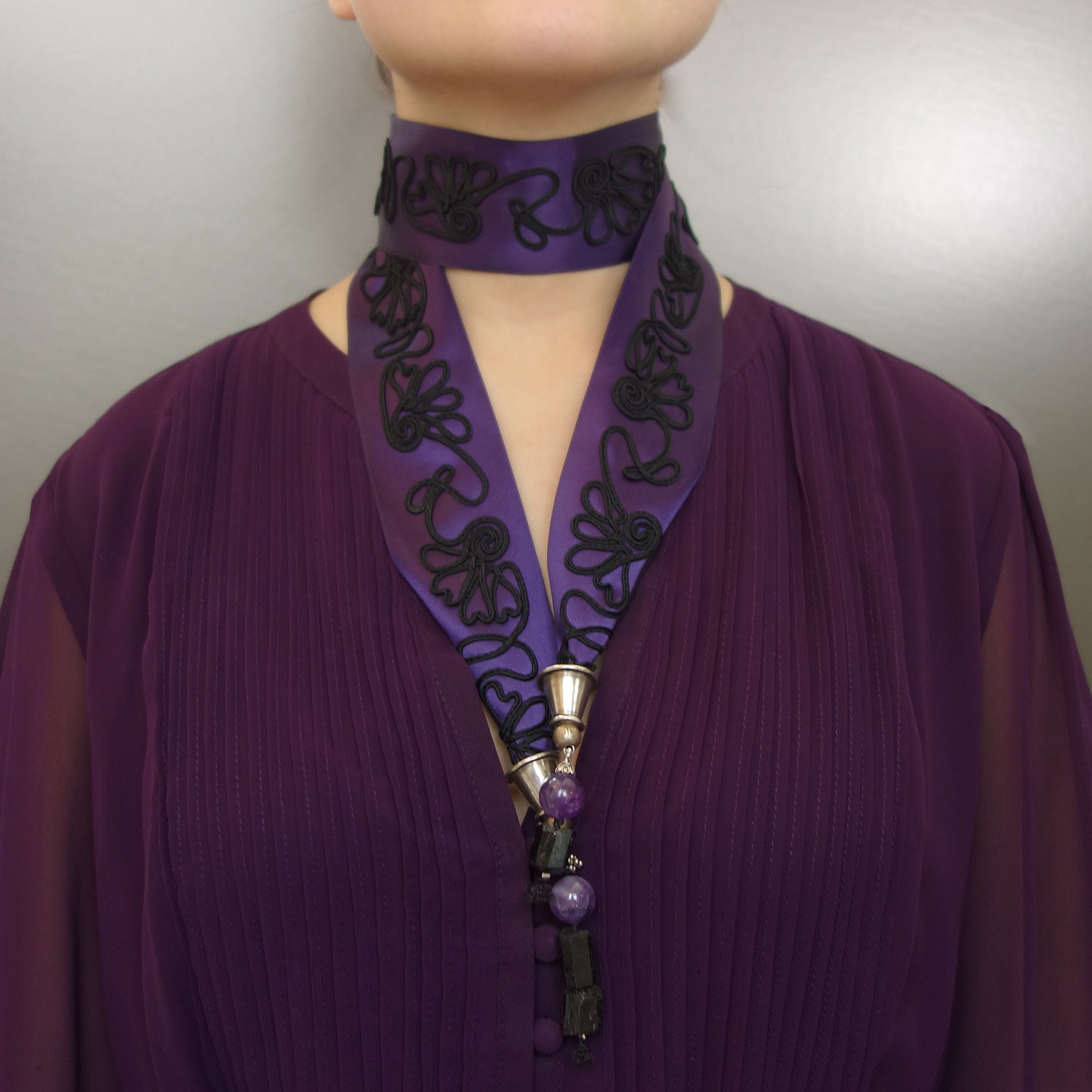 Regal Royal Purple amethyst and black tourmaline