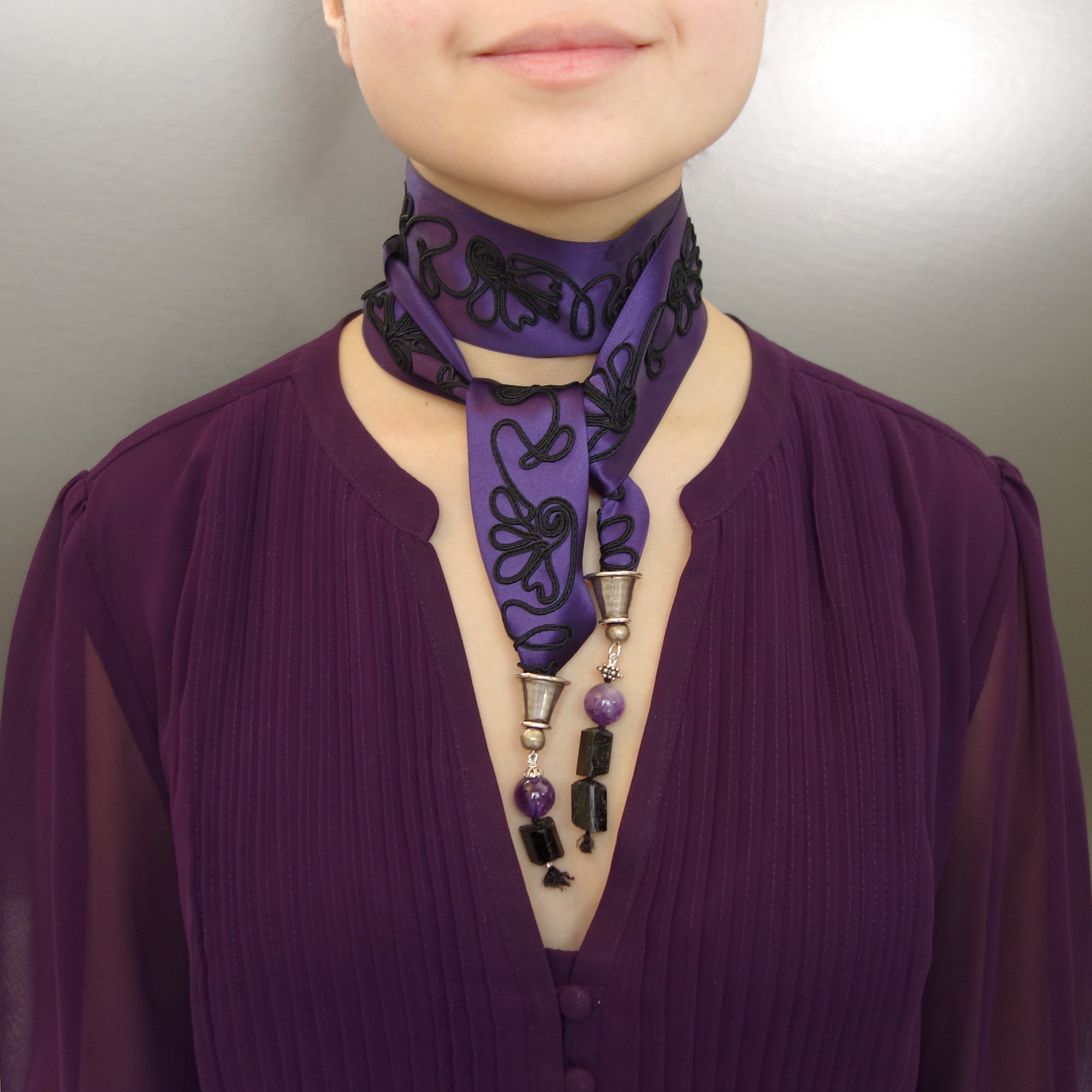 Regal Royal Purple amethyst and black tourmaline