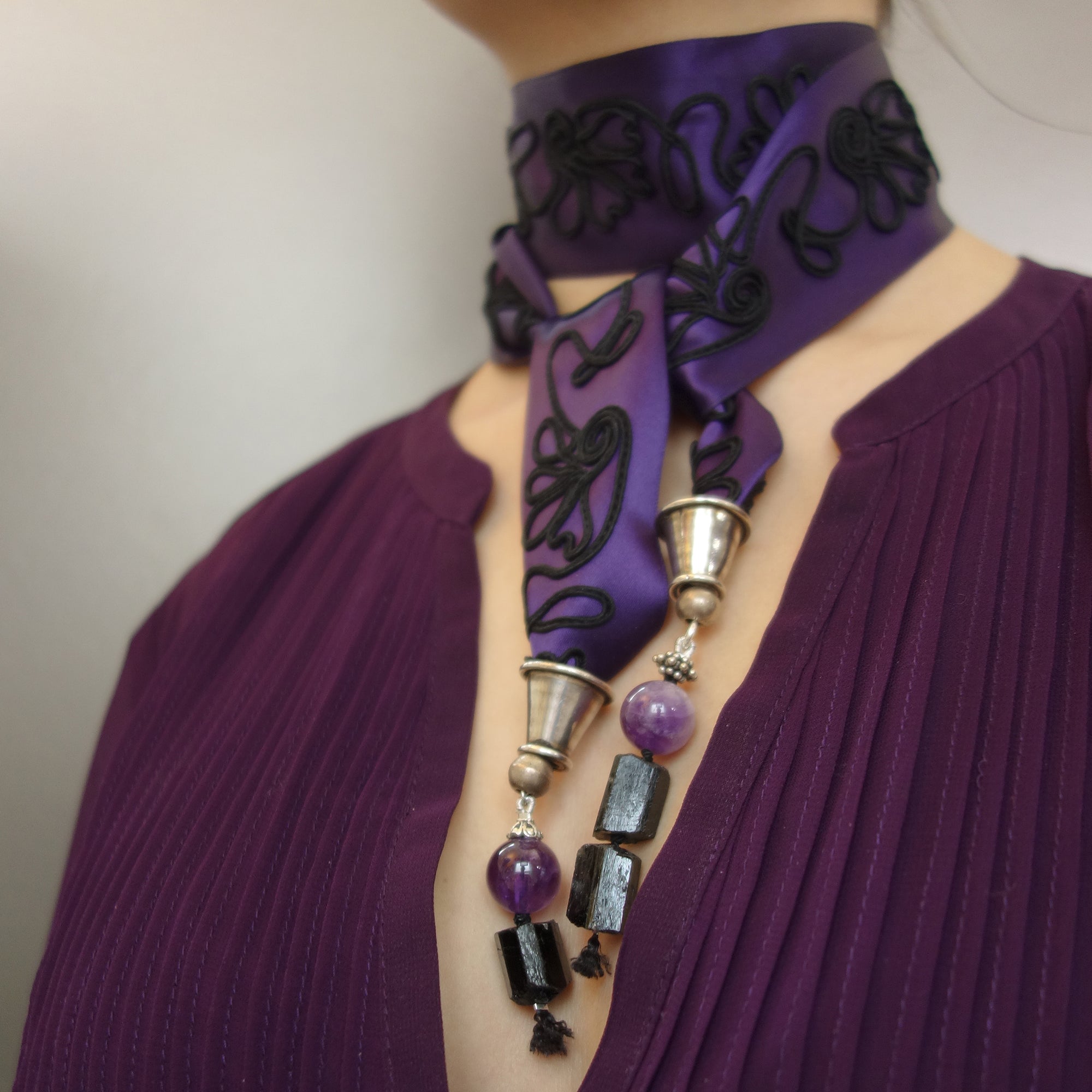 Regal Royal Purple amethyst and black tourmaline