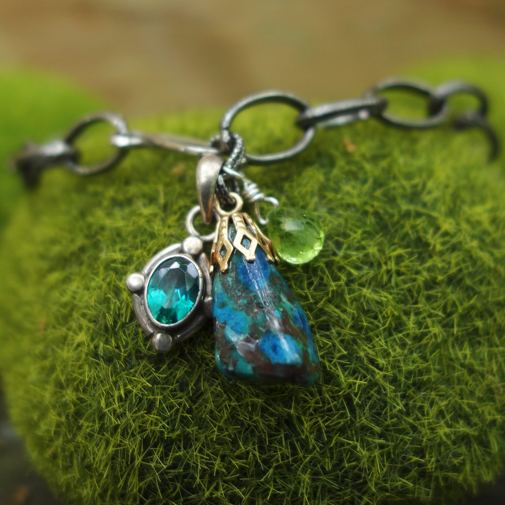 Mystic Mindfulness: topaz, chrysocolla, peridot bracelet