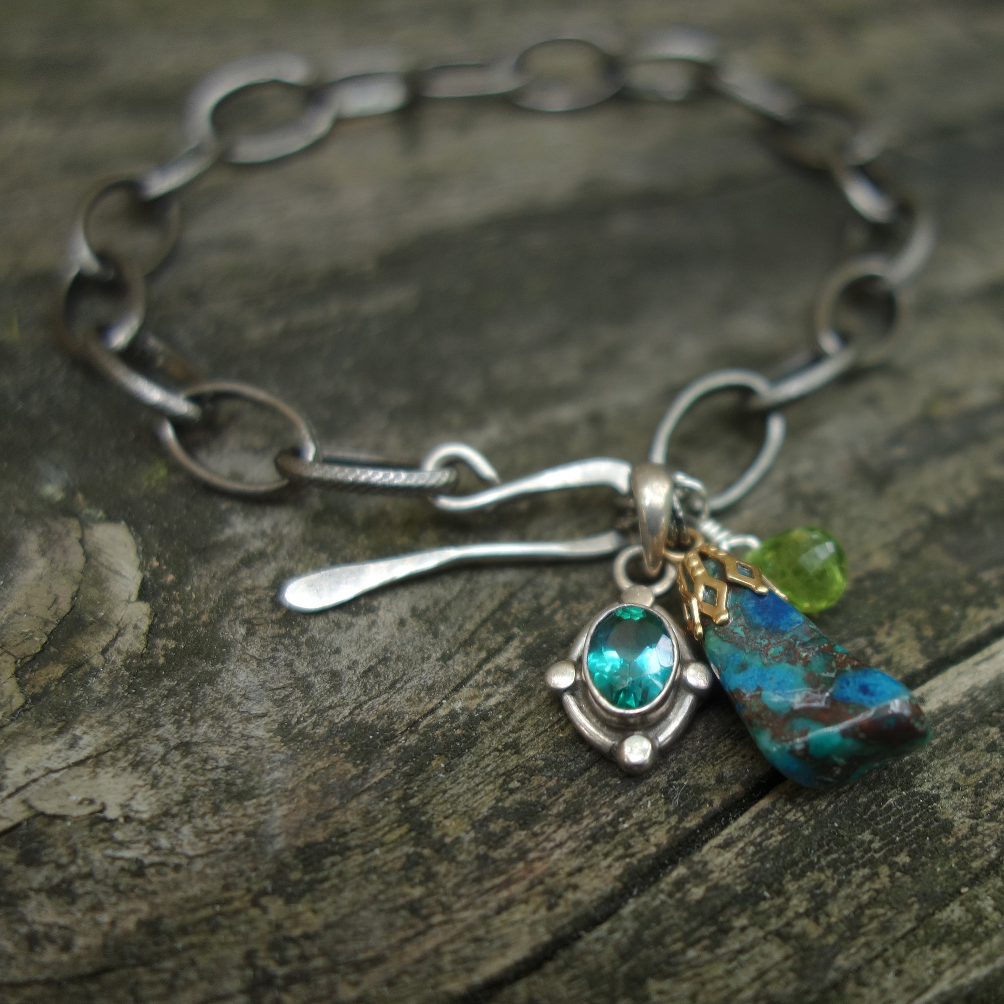 Mystic Mindfulness: topaz, chrysocolla, peridot bracelet
