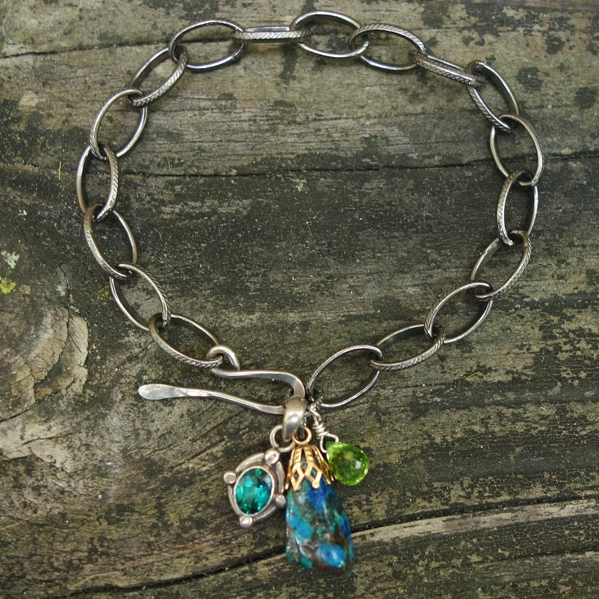 Mystic Mindfulness: topaz, chrysocolla, peridot bracelet