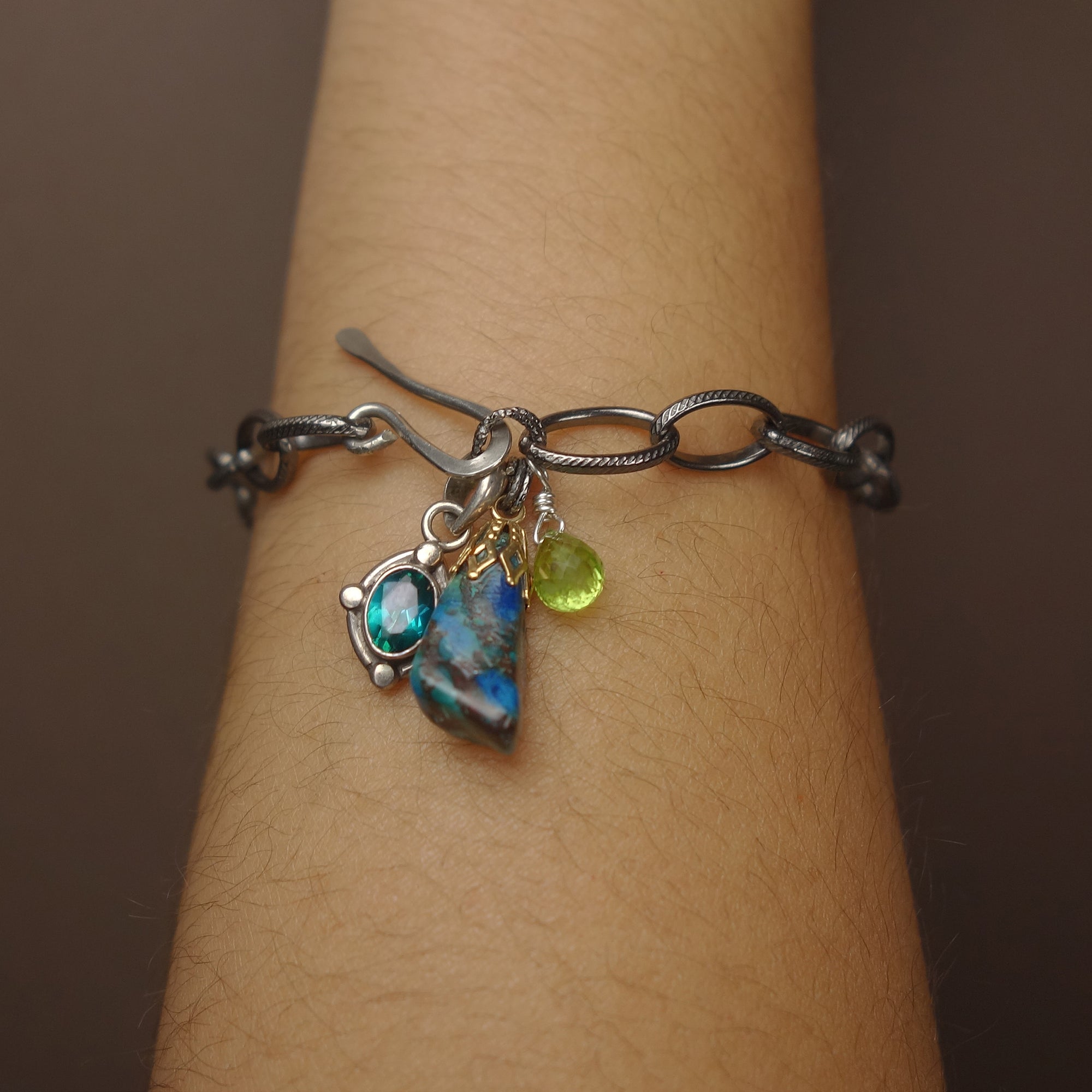 Mystic Mindfulness: topaz, chrysocolla, peridot bracelet