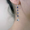 Blue Sapphire, silver and gold earrings
