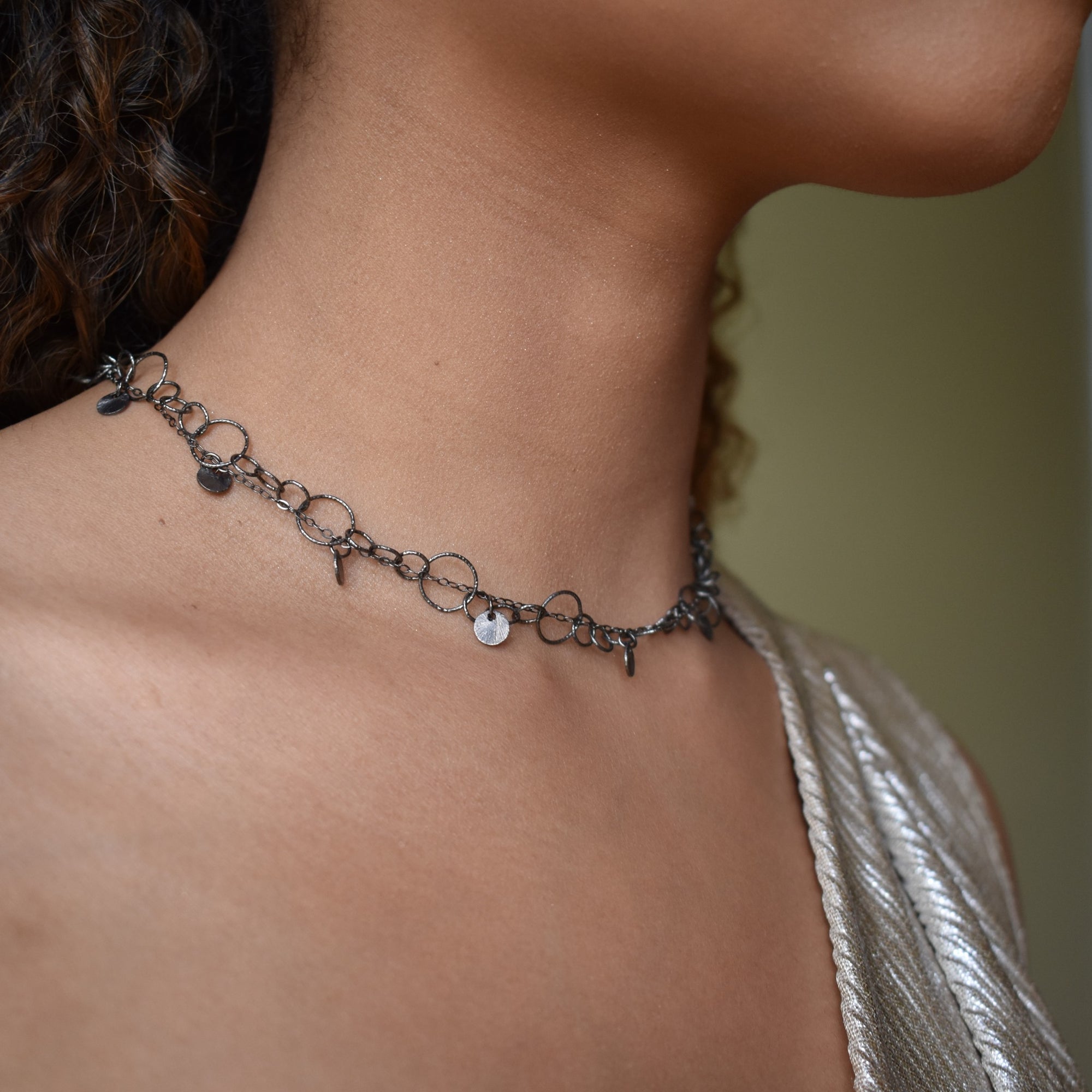 Fire & Ice Oxidized Silver Bracelet/Necklace (Ice)