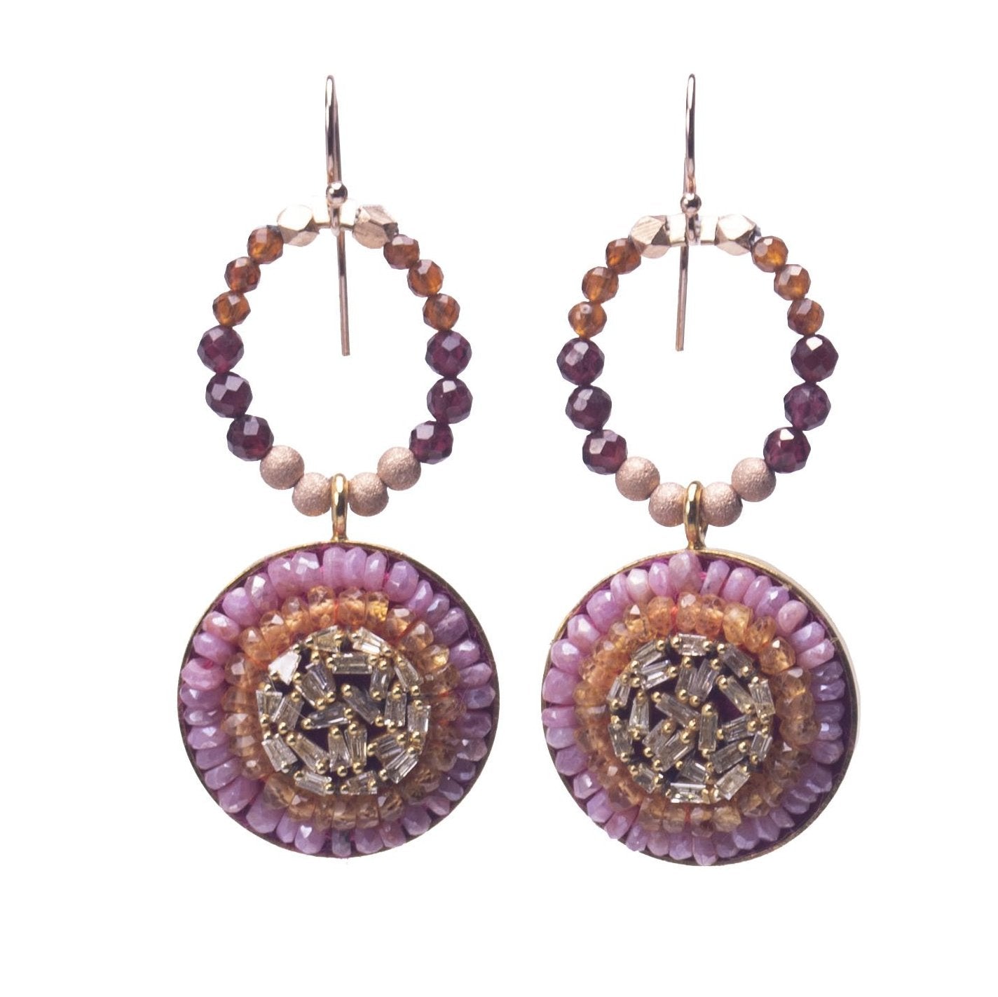 Fire & Ice Diamond Mosaic Earrings , 20mm (Fire)