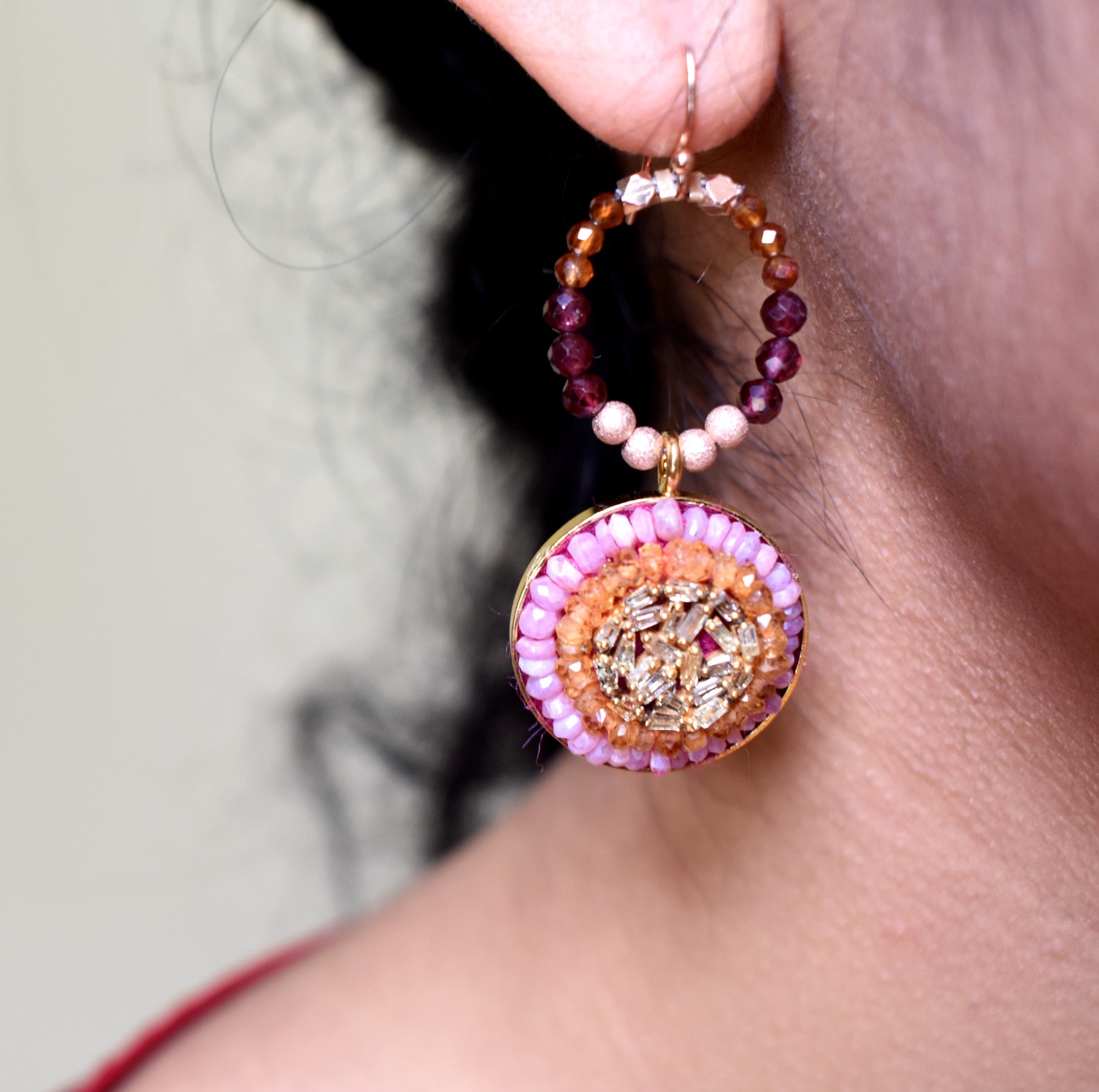 Fire & Ice Diamond Mosaic Earrings , 20mm (Fire)