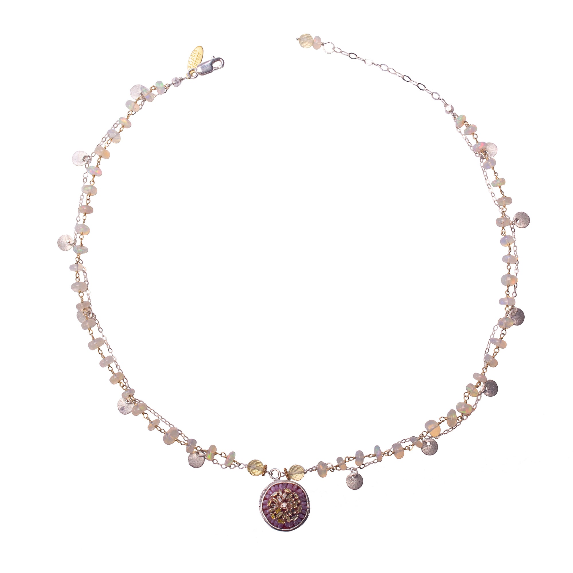 Fire & Ice Diamond Mosaic Necklace, 17mm (Fire)