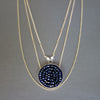 Triple Strand Gold and Blue Sapphire necklace