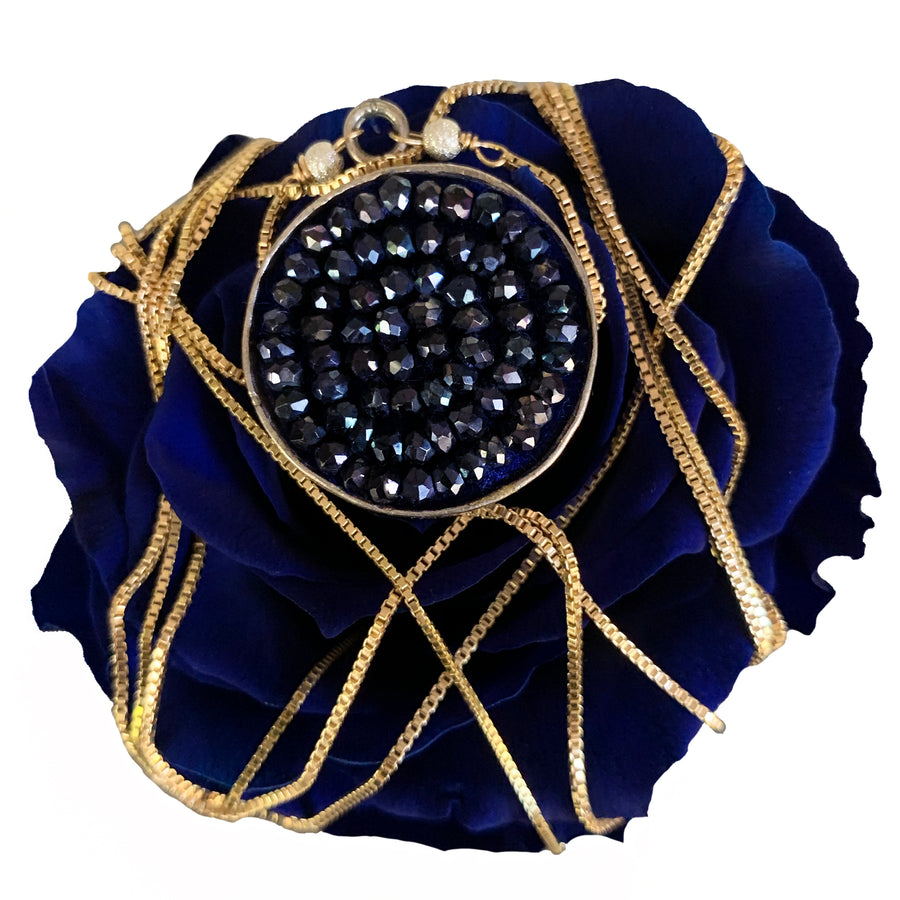 Triple Strand Gold and Blue Sapphire necklace