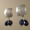 Silver, Sapphire, and African Pietersite earrings