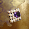 Glorious amethyst and faceted magnesite ring