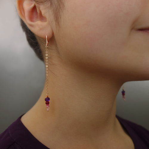 Happy Stack earring: amethyst, ruby, and sapphire on rose gold