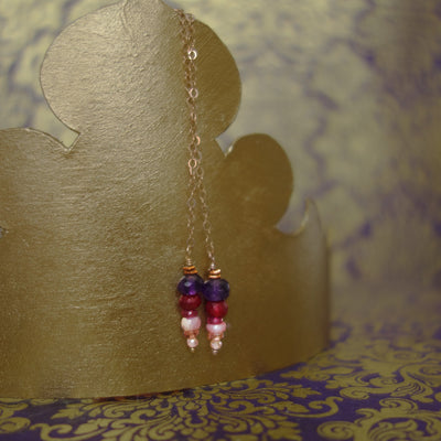 Happy Stack earring: amethyst, ruby, and sapphire on rose gold