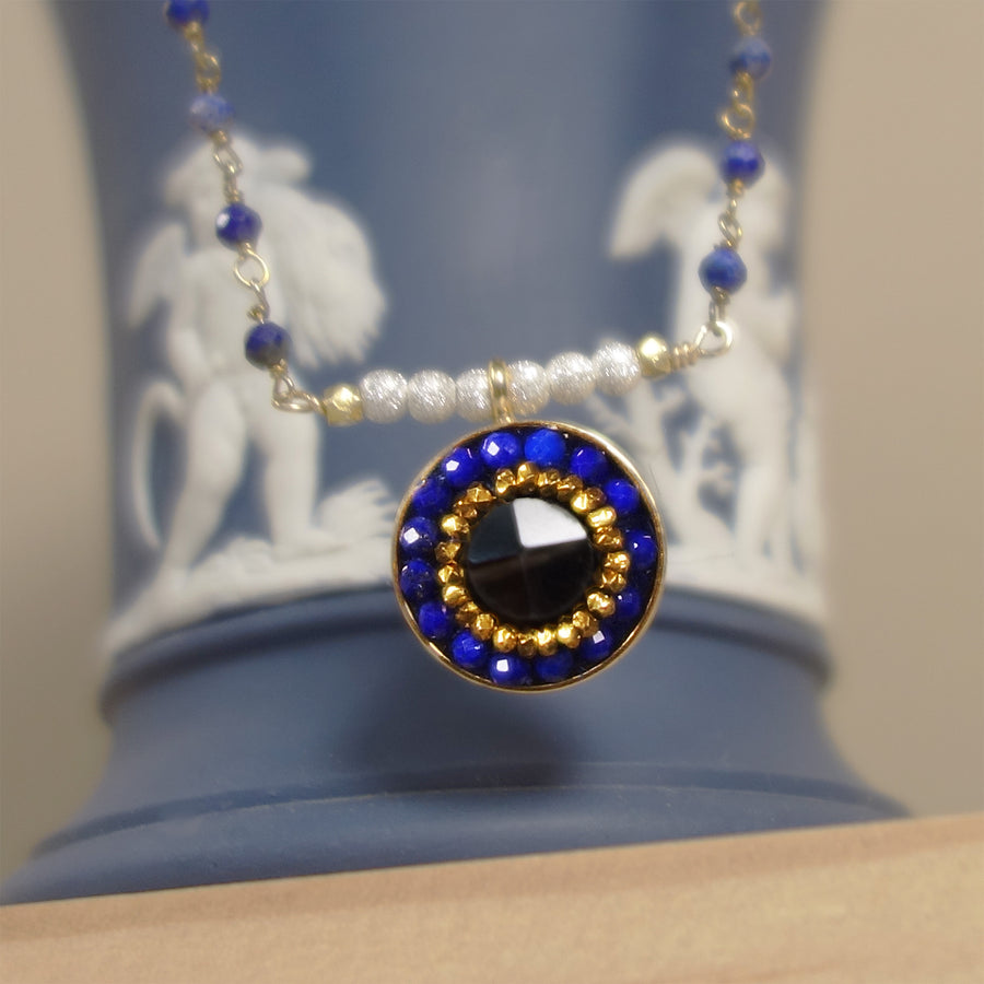 You're the One for Me: sapphire, topaz, and gold necklace