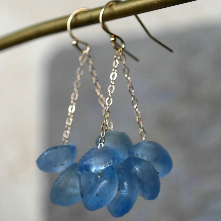 African glass and gold earring