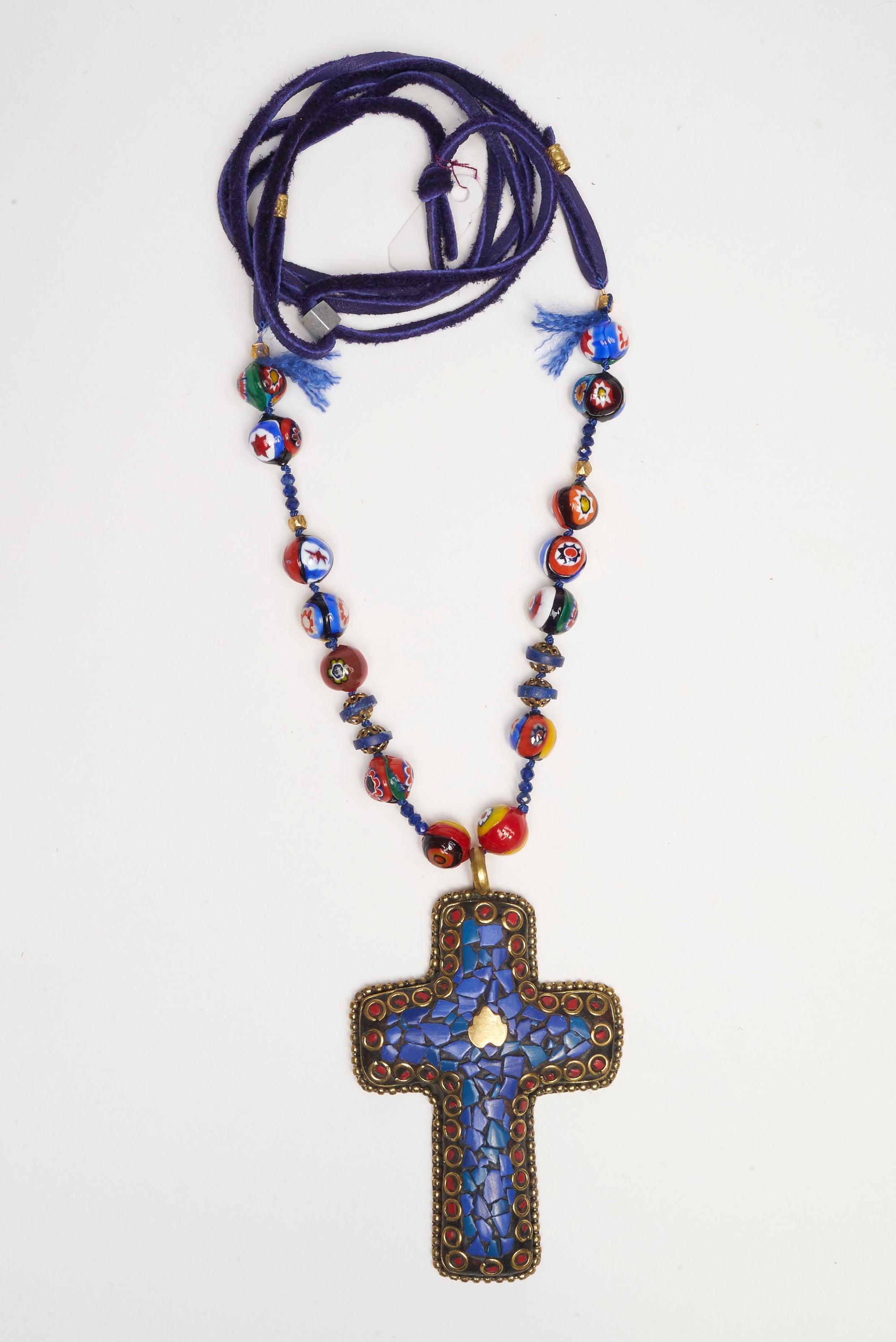 Arzouman™ Lapis Lazuli and Coral Cross Necklace
