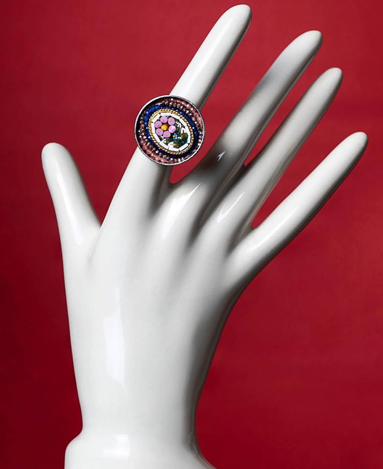 Wanderlust Micro Mosaic Ring with Pink Sapphire (Ravenna)