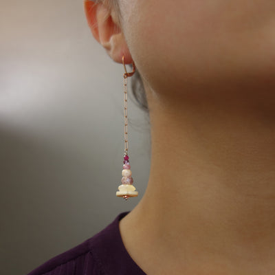 Sense and Sensibility pink sapphire, ruby, and amethyst with rose gold ear