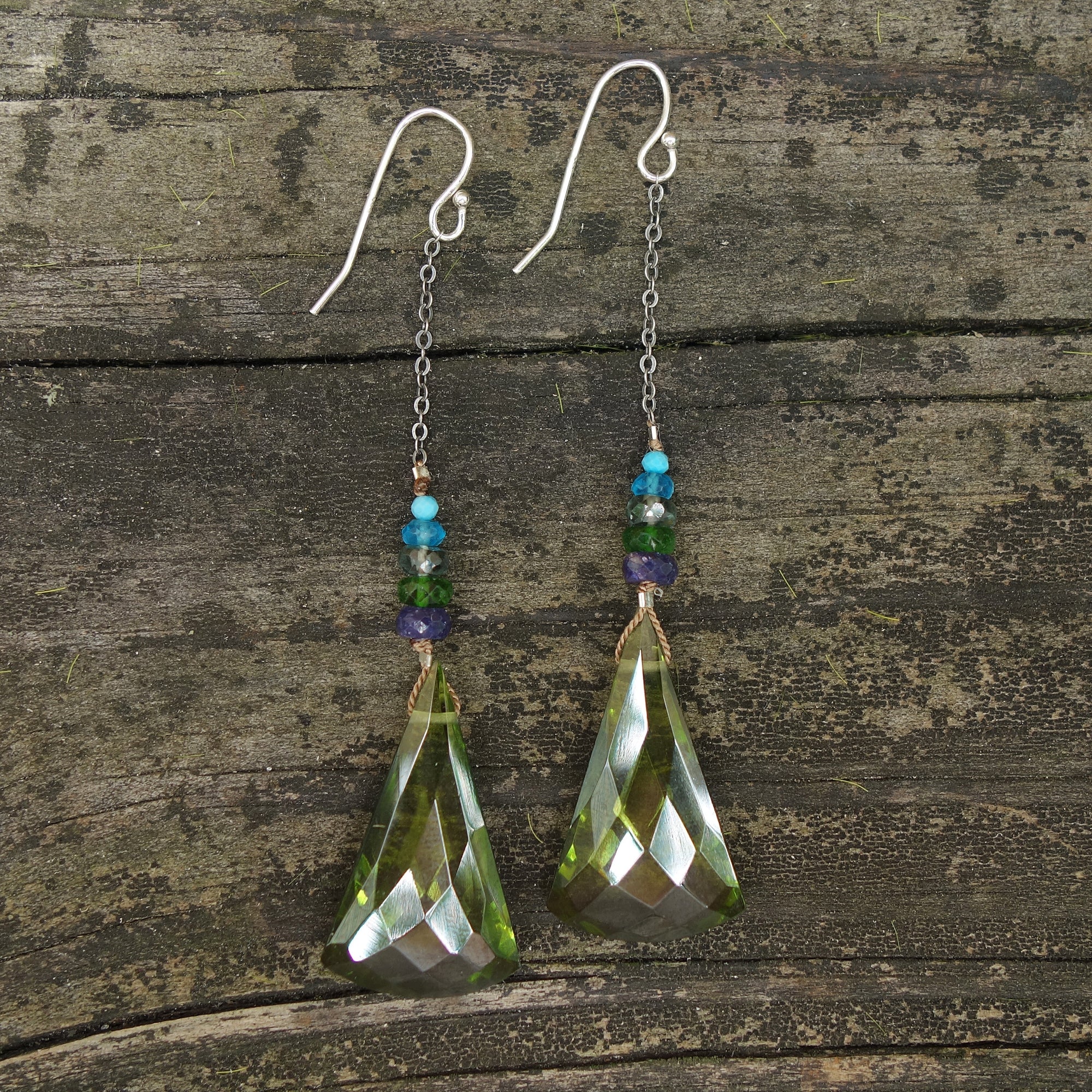 Seek Serenity: peridot, sapphire, and turquoise earring
