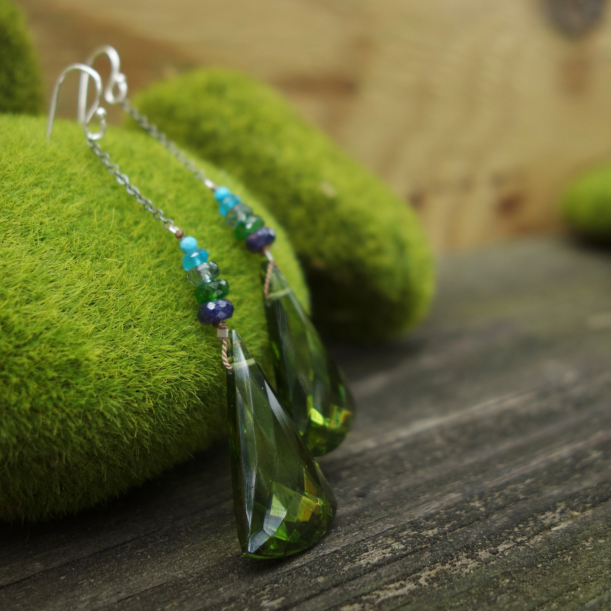 Seek Serenity: peridot, sapphire, and turquoise earring