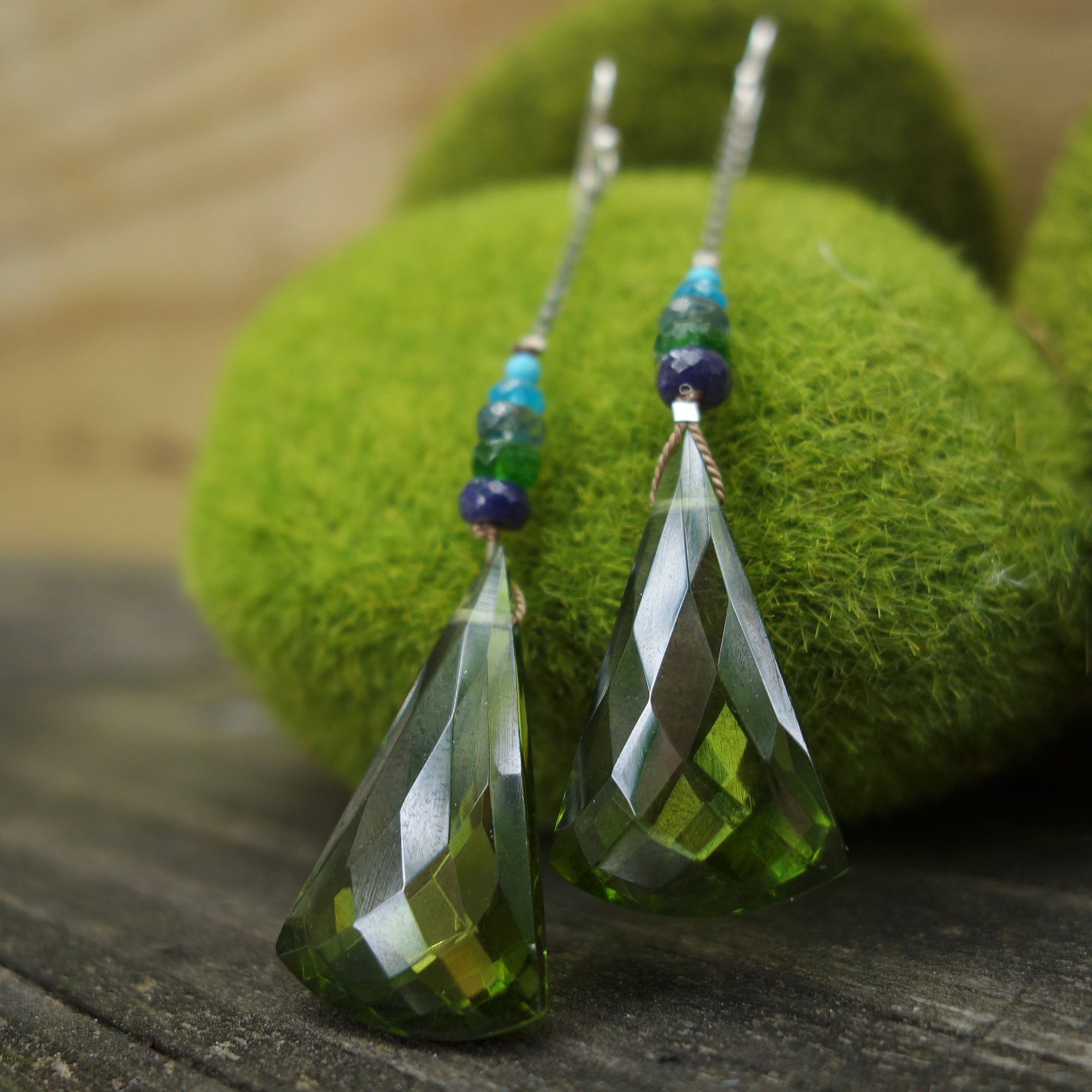 Seek Serenity: peridot, sapphire, and turquoise earring