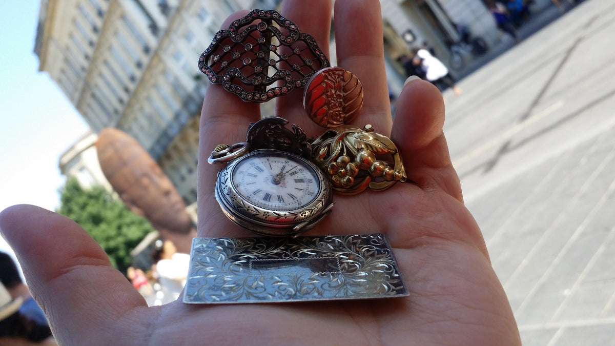 Wanderlust Bourdeaux Vintage Watch 2 sided Mosaic Necklace