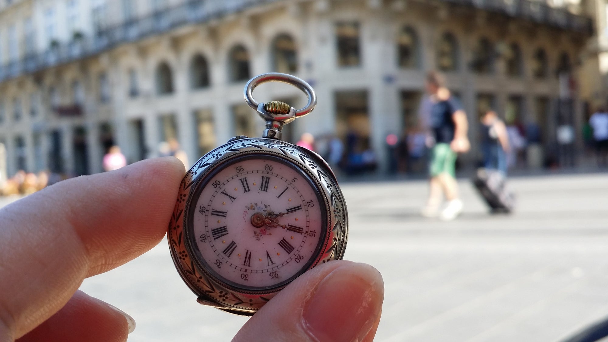 Wanderlust Bourdeaux Vintage Watch 2 sided Mosaic Necklace