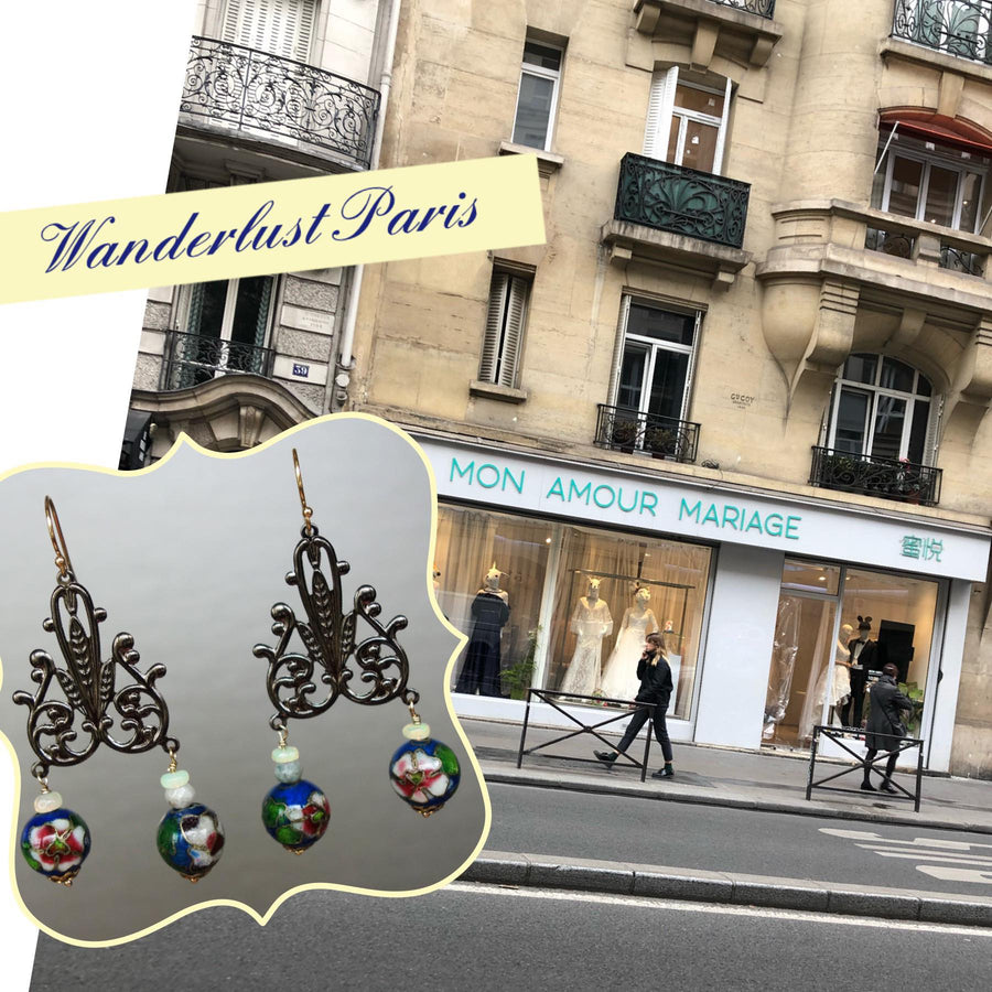 Cloisonné and Opal Chandelier Earrings (Wanderlust Paris)