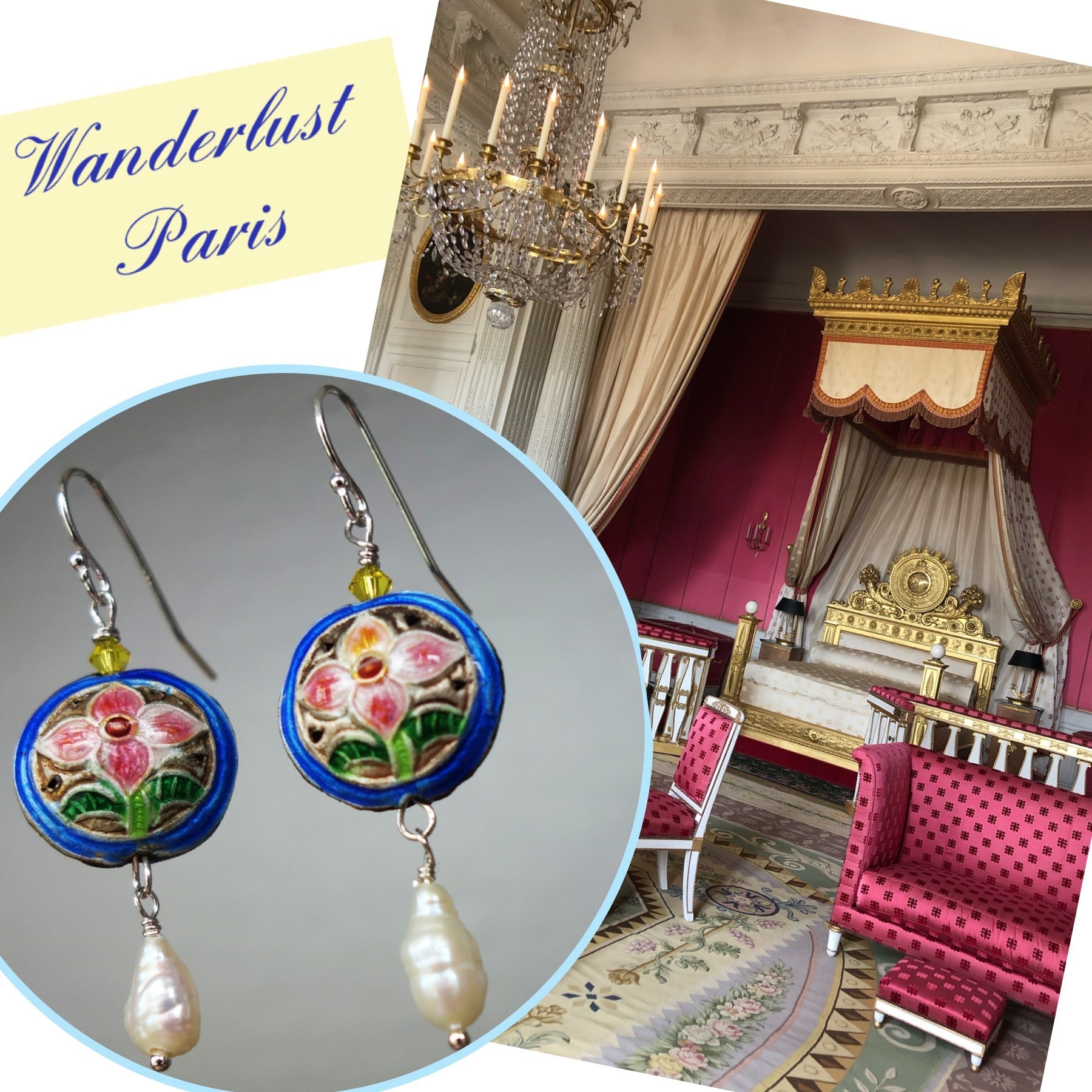 Cloisonné and Pearl Earrings for the Ladies of the Court (Wanderlust Paris)