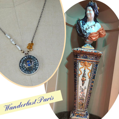 White Gold, Sapphire, Diamond Mosaic Necklace (Wanderlust Paris)