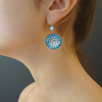 Summer Solstice: pearl, aquamarine, turquoise earring