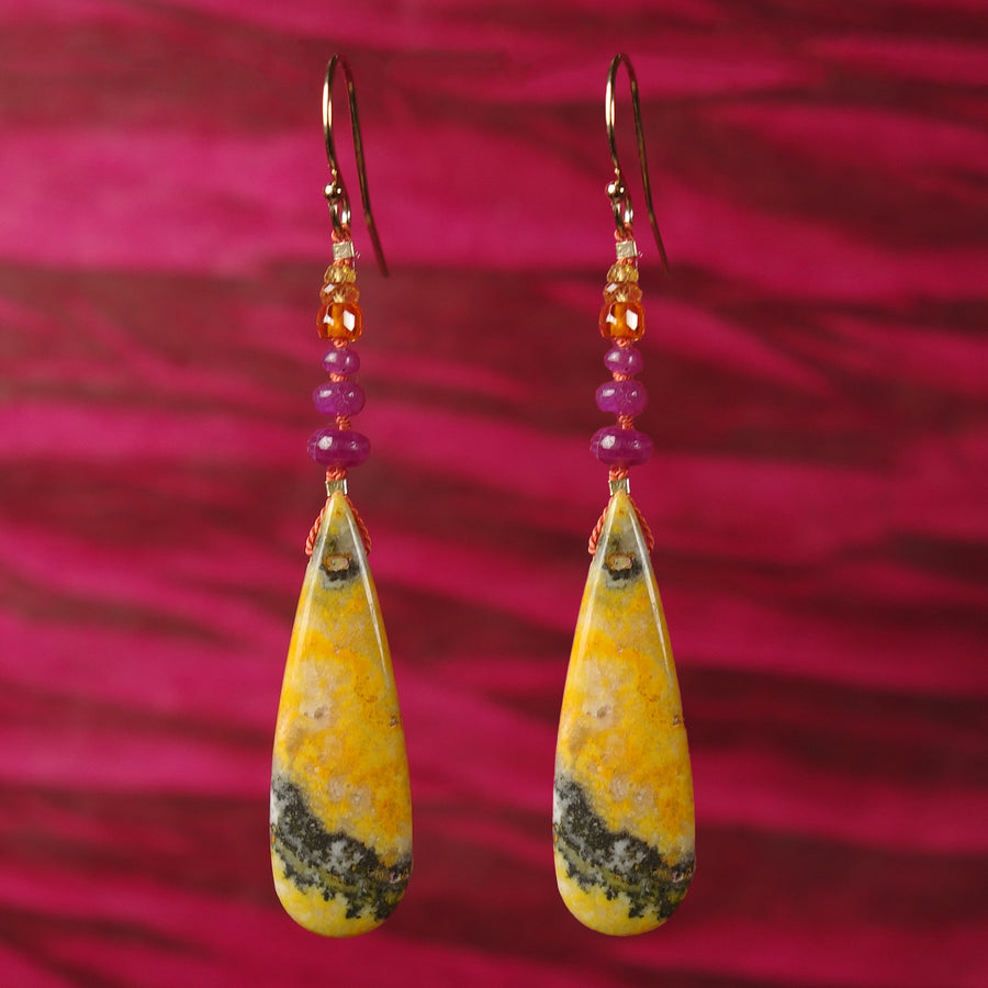 He Serenaded Her for 40 Days: ruby + bumblebee jasper earrings