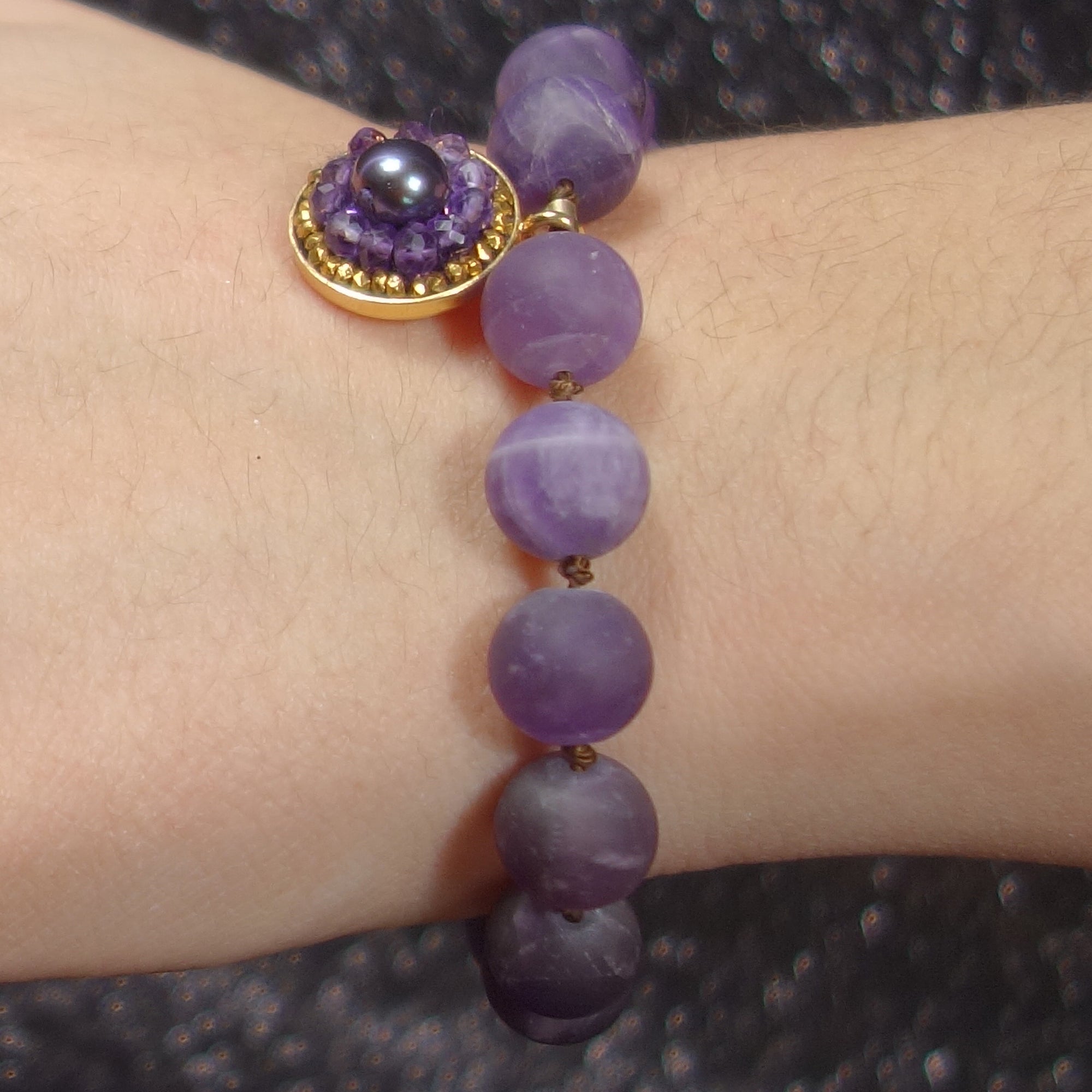 Amethyst and Gold mosaic bracelet