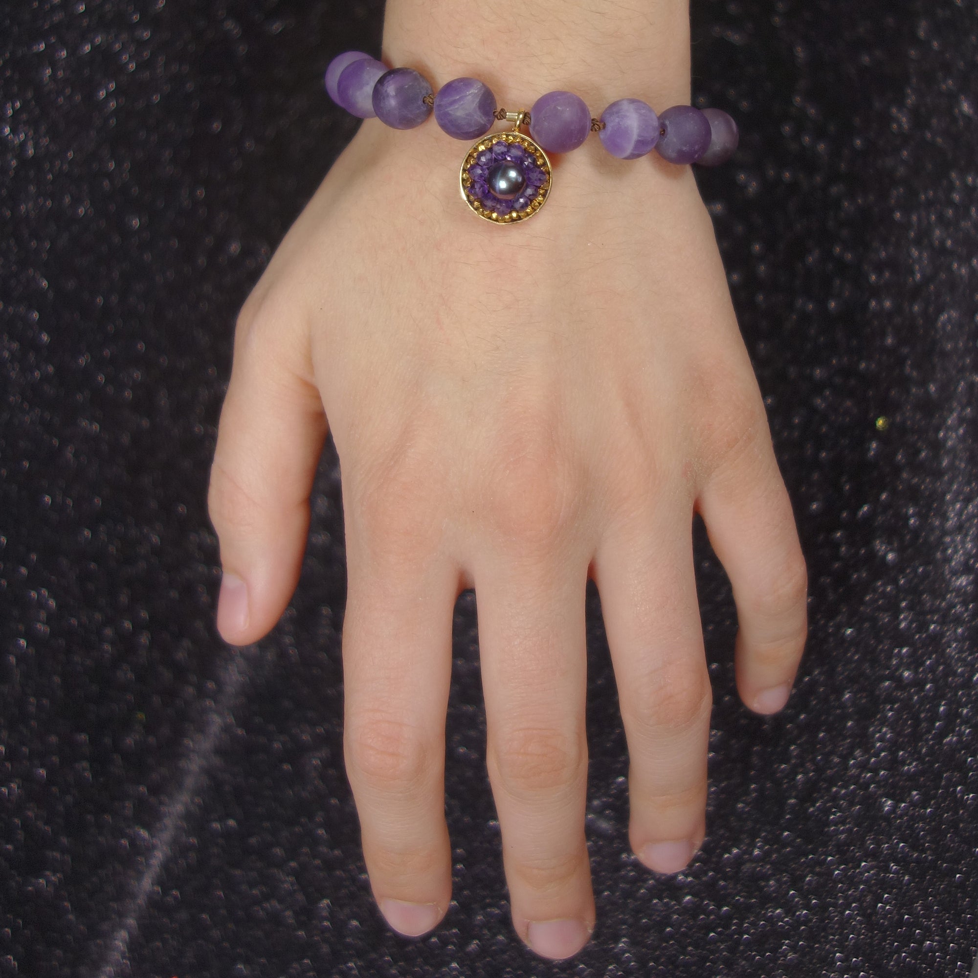 Amethyst and Gold mosaic bracelet