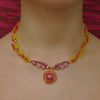 Sunshine on my Shoulders Looks so Lovely rhodocrosite + rubies mosaic necklace