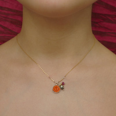 Carnelian, pyrite, and ruby mosaic necklace