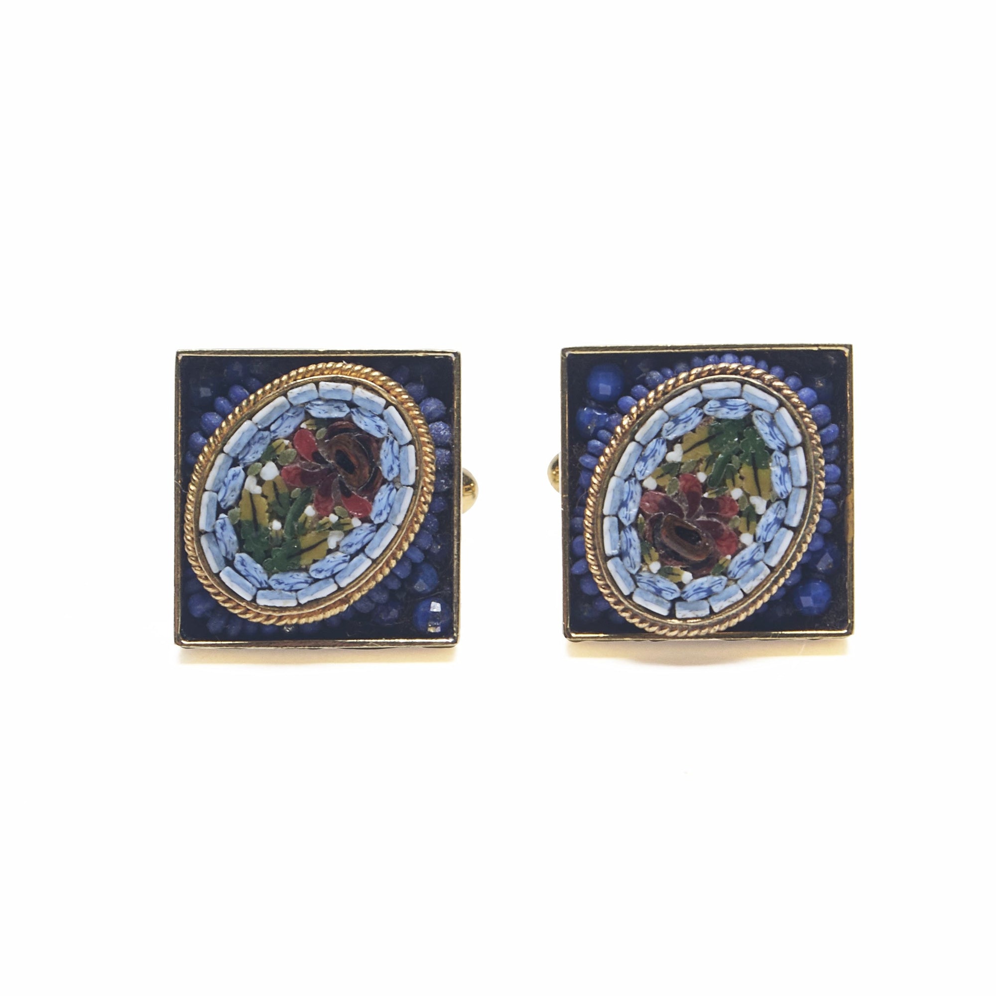 Wanderlust micro mosaic cufflinks with lapis lazuli (Ravenna)