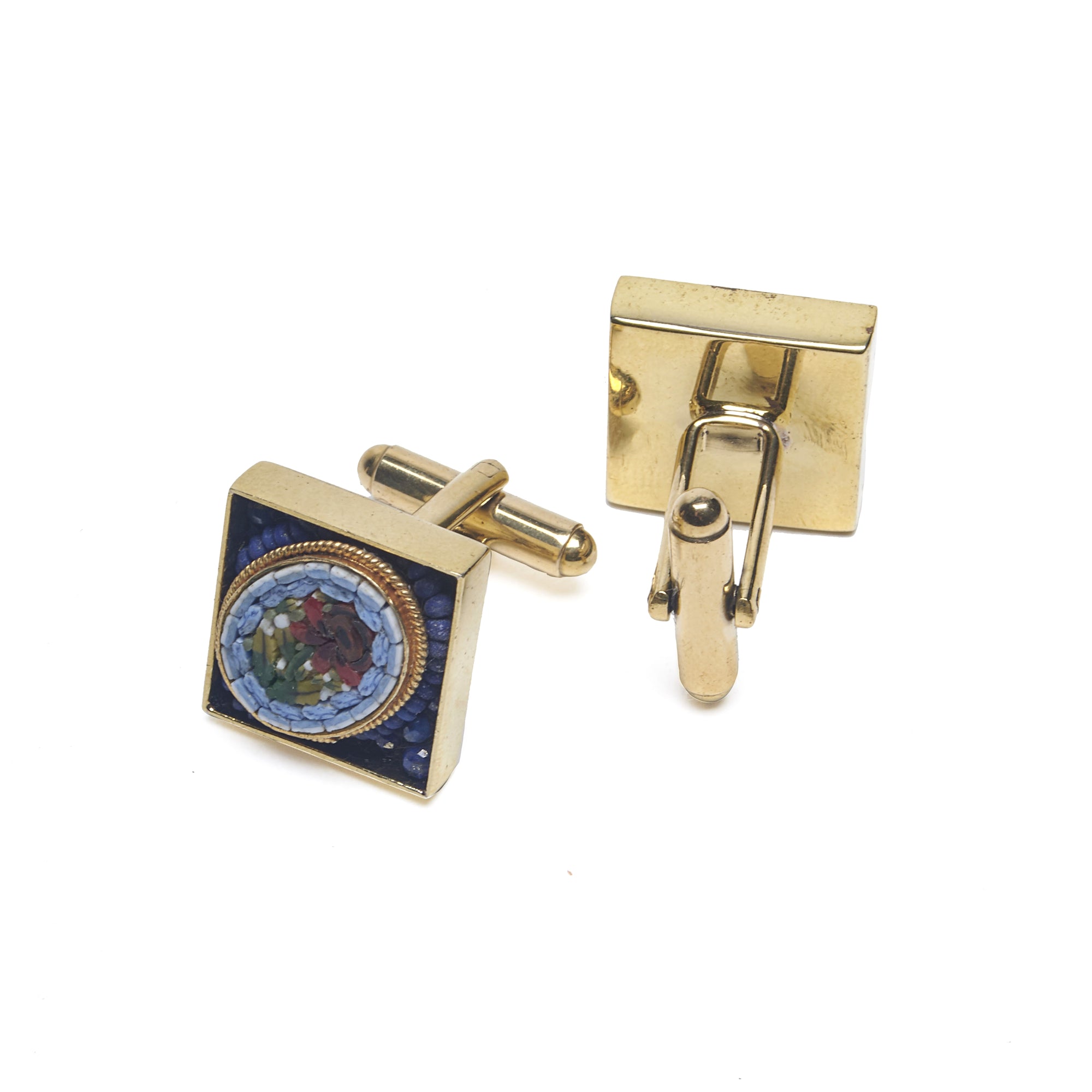 Wanderlust micro mosaic cufflinks with lapis lazuli (Ravenna)