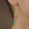 Katmandu: peridot and gold thread earring