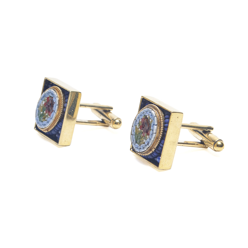 Micro mosaic cufflinks with lapis lazuli (Ravenna)